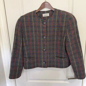 VTG Rafaella Made in Italy Wool Tweed Cropped Blazer Pockets Lined Women’s SZ 10